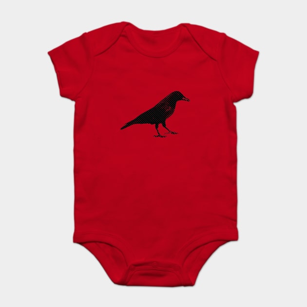 Minimalist Black and White Crow Baby Bodysuit by NorthOfLongIsland